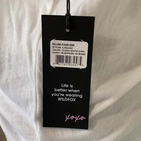WILDFOX TShirt Bikinis and Bellinis White Crewneck Top size S NEW - Picture 6 of 10